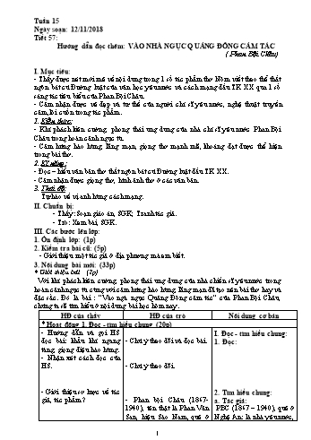 Giáo án Ngữ văn Lớp 8 - Tuần 15 - Năm học 2018-2019 - Trường THCS Ngô Quang Nhã