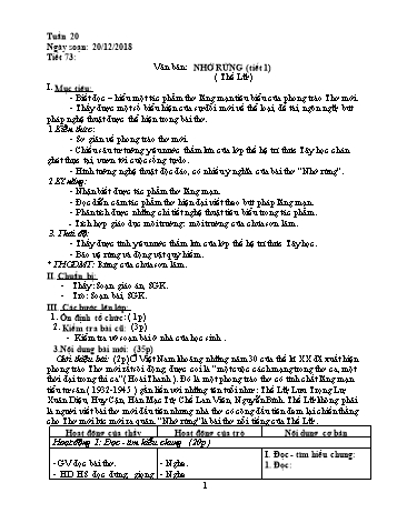 Giáo án Ngữ văn Lớp 8 - Tuần 20 - Năm học 2018-2019 - Trường THCS Ngô Quang Nhã