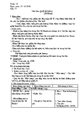 Giáo án Ngữ văn Lớp 8 - Tuần 21 - Năm học 2018-2019 - Trường THCS Ngô Quang Nhã