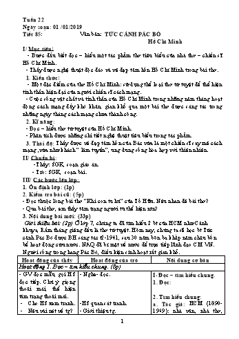 Giáo án Ngữ văn Lớp 8 - Tuần 22 - Năm học 2018-2019 - Trường THCS Ngô Quang Nhã