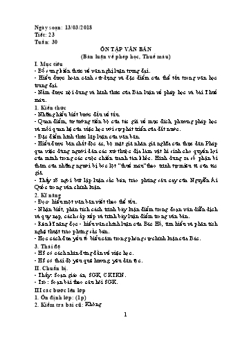 Giáo án Ngữ văn Lớp 8 - Tuần 30 - Năm học 2017-2018 - Trường THCS Ngô Quang Nhã