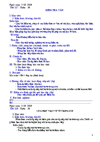 Giáo án Ngữ văn Lớp 8 - Tuần 30 - Năm học 2018-2019 - Trường THCS Ngô Quang Nhã