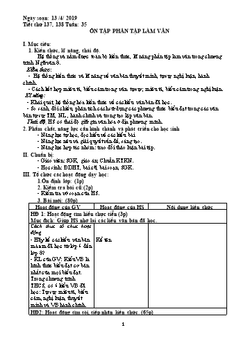 Giáo án Ngữ văn Lớp 8 - Tuần 35 - Năm học 2018-2019 - Trường THCS Ngô Quang Nhã
