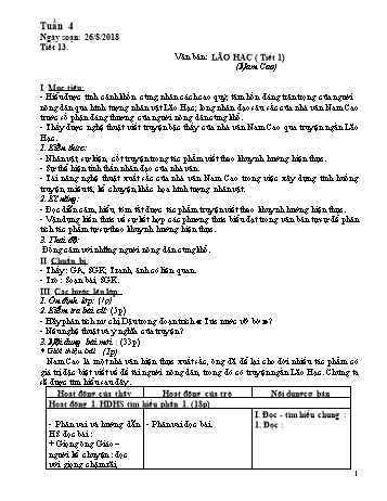 Giáo án Ngữ văn Lớp 8 - Tuần 4 - Năm học 2018-2019 - Trường THCS Ngô Quang Nhã