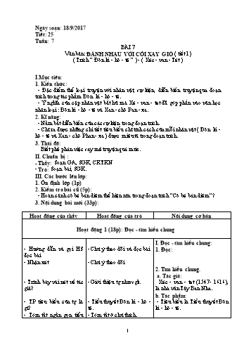Giáo án Ngữ văn Lớp 8 - Tuần 7 - Năm học 2017-2018 - Trường THCS Ngô Quang Nhã