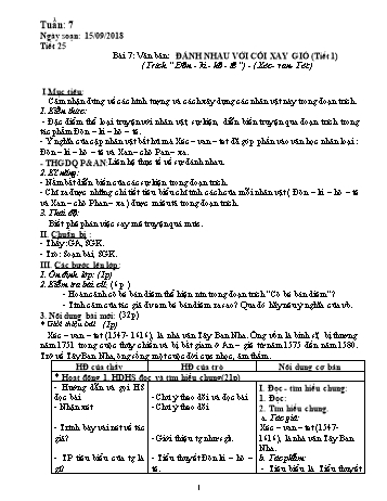 Giáo án Ngữ văn Lớp 8 - Tuần 7 - Năm học 2018-2019 - Trường THCS Ngô Quang Nhã