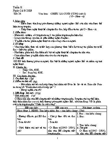 Giáo án Ngữ văn Lớp 8 - Tuần 8 - Năm học 2018-2019 - Trường THCS Ngô Quang Nhã