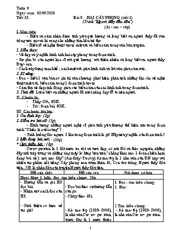 Giáo án Ngữ văn Lớp 8 - Tuần 9 - Năm học 2018-2019 - Trường THCS Ngô Quang Nhã