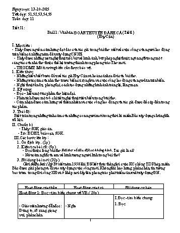 Giáo án Ngữ văn Lớp 9 - Tuần 11 - Năm học 2017-2018 - Trường THCS Ngô Quang Nhã