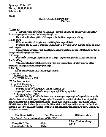Giáo án Ngữ văn Lớp 9 - Tuần 13 - Năm học 2017-2018 - Trường THCS Ngô Quang Nhã