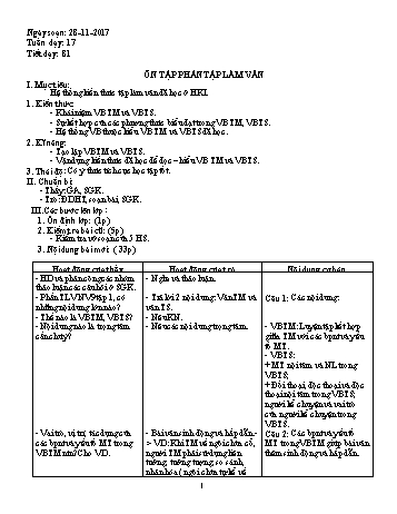 Giáo án Ngữ văn Lớp 9 - Tuần 17 - Năm học 2017-2018 - Trường THCS Ngô Quang Nhã