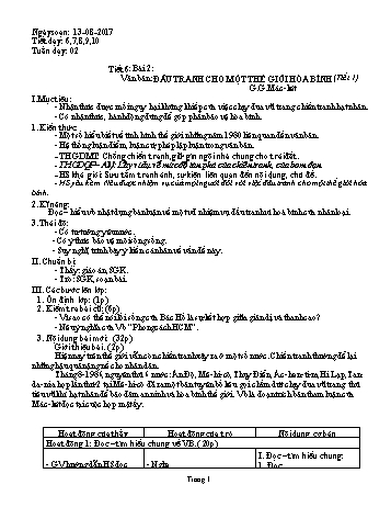 Giáo án Ngữ văn Lớp 9 - Tuần 2 - Năm học 2017-2018 - Trường THCS Ngô Quang Nhã