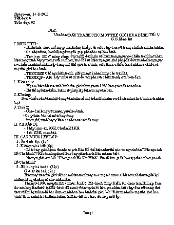 Giáo án Ngữ văn Lớp 9 - Tuần 2 - Năm học 2018-2019 - Trường THCS Ngô Quang Nhã