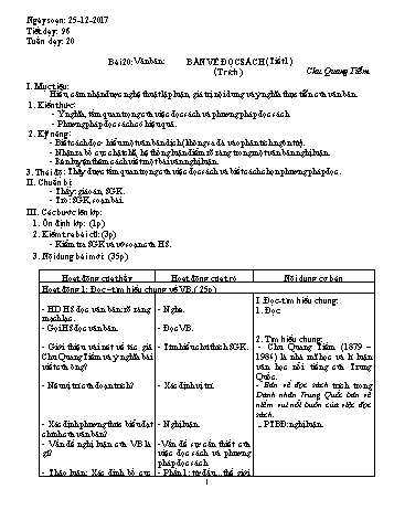 Giáo án Ngữ văn Lớp 9 - Tuần 20 - Năm học 2017-2018 - Trường THCS Ngô Quang Nhã