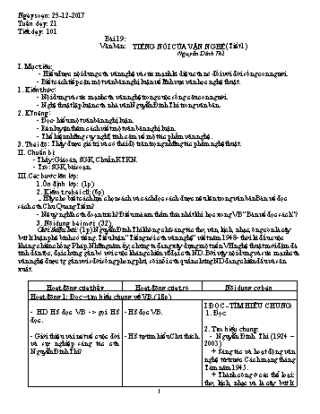 Giáo án Ngữ văn Lớp 9 - Tuần 21 - Năm học 2018-2019 - Trường THCS Ngô Quang Nhã