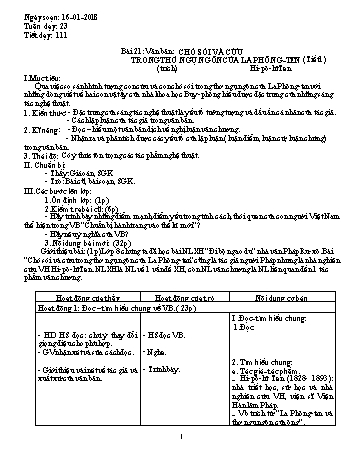 Giáo án Ngữ văn Lớp 9 - Tuần 23 - Năm học 2017-2018 - Trường THCS Ngô Quang Nhã