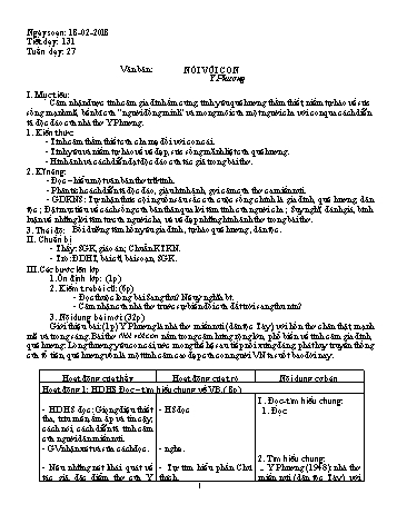 Giáo án Ngữ văn Lớp 9 - Tuần 27 - Năm học 2017-2018 - Trường THCS Ngô Quang Nhã