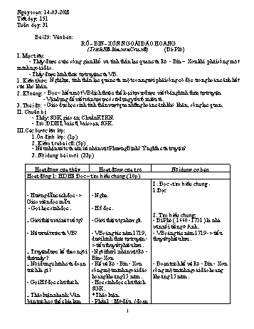 Giáo án Ngữ văn Lớp 9 - Tuần 31 - Năm học 2017-2018 - Trường THCS Ngô Quang Nhã
