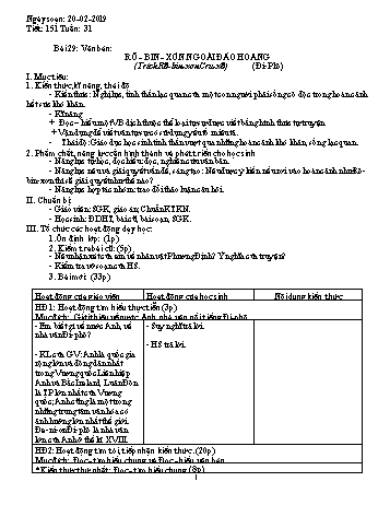 Giáo án Ngữ văn Lớp 9 - Tuần 31 - Năm học 2018-2019 - Trường THCS Ngô Quang Nhã