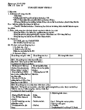 Giáo án Ngữ văn Lớp 9 - Tuần 35 - Năm học 2018-2019 - Trường THCS Ngô Quang Nhã