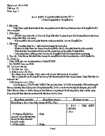 Giáo án Ngữ văn Lớp 9 - Tuần 7 - Năm học 2018-2019 - Trường THCS Ngô Quang Nhã