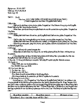 Giáo án Ngữ văn Lớp 9 - Tuần 8 - Năm học 2017-2018 - Trường THCS Ngô Quang Nhã