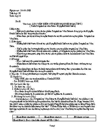 Giáo án Ngữ văn Lớp 9 - Tuần 8 - Năm học 2018-2019 - Trường THCS Ngô Quang Nhã