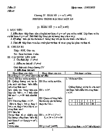 Giáo án Toán 9 - Tuần 25 - Năm học 2017-2018 - Trường THCS Ngô Quang Nhã