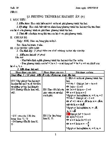Giáo án Toán 9 - Tuần 28 - Năm học 2017-2018 - Trường THCS Ngô Quang Nhã