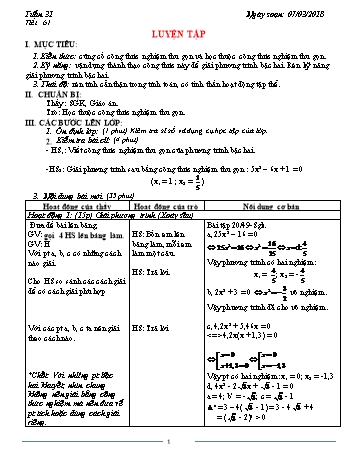 Giáo án Toán 9 - Tuần 31 - Năm học 2017-2018 - Trường THCS Ngô Quang Nhã