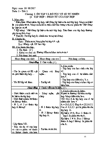 Giáo án Toán Lớp 6 - Tuần 1 - Năm học 2017-2018 - Trường THCS Ngô Quang Nhã