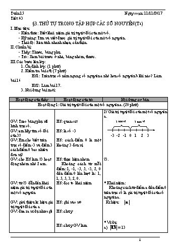 Giáo án Toán Lớp 6 - Tuần 15 - Năm học 2017-2018 - Trường THCS Ngô Quang Nhã