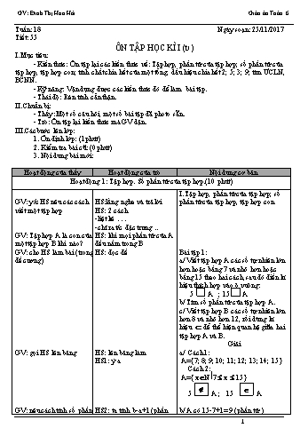 Giáo án Toán Lớp 6 - Tuần 18 - Năm học 2017-2018 - Đinh Thị Hoa Hải