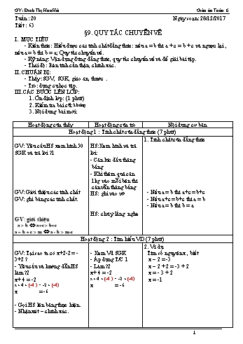Giáo án Toán Lớp 6 - Tuần 20 - Năm học 2017-2018 - Đinh Thị Hoa Hải