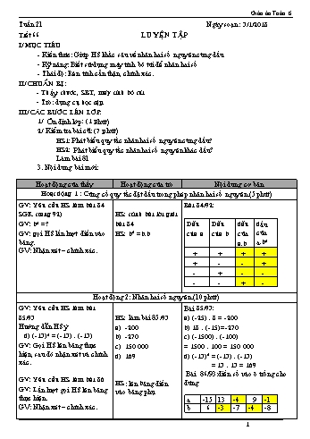 Giáo án Toán Lớp 6 - Tuần 21 - Năm học 2017-2018 - Trường THCS Ngô Quang Nhã