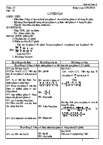 Giáo án Toán Lớp 6 - Tuần 25 - Năm học 2017-2018 - Trường THCS Ngô Quang Nhã