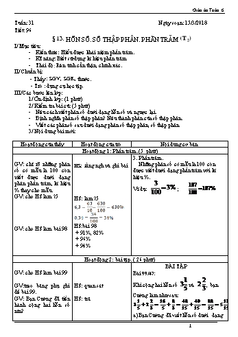 Giáo án Toán Lớp 6 - Tuần 31 - Năm học 2017-2018 - Trường THCS Ngô Quang Nhã