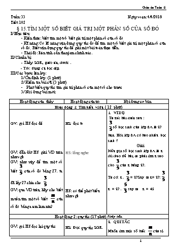 Giáo án Toán Lớp 6 - Tuần 33 - Năm học 2017-2018 - Trường THCS Ngô Quang Nhã