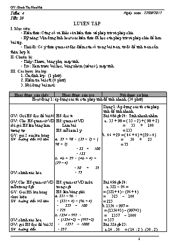 Giáo án Toán Lớp 6 - Tuần 4 - Năm học 2017-2018 - Đinh Thị Hoa Hải