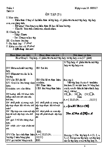 Giáo án Toán Lớp 6 - Tuần 6 - Năm học 2017-2018 - Trường THCS Ngô Quang Nhã