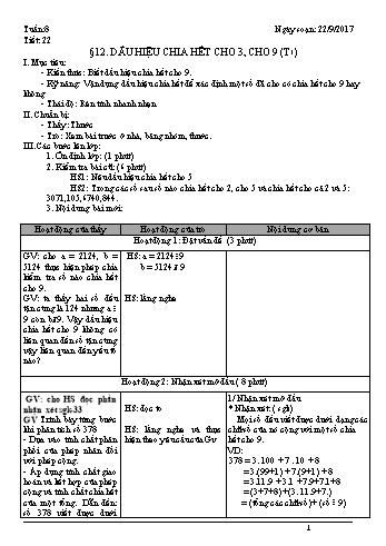 Giáo án Toán Lớp 6 - Tuần 8 - Năm học 2017-2018 - Trường THCS Ngô Quang Nhã