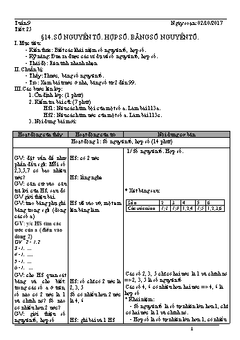 Giáo án Toán Lớp 6 - Tuần 9 - Năm học 2017-2018 - Trường THCS Ngô Quang Nhã