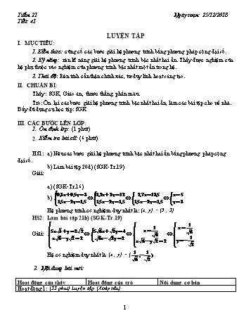 Giáo án Toán Lớp 9 - Tuần 21 - Năm học 2018-2019 - Trường THCS Ngô Quang Nhã