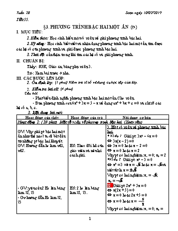 Giáo án Toán Lớp 9 - Tuần 28 - Năm học 2018-2019 - Trường THCS Ngô Quang Nhã