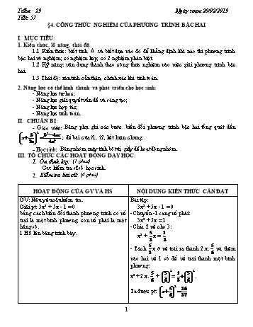 Giáo án Toán Lớp 9 - Tuần 29 - Năm học 2018-2019 - Trường THCS Ngô Quang Nhã