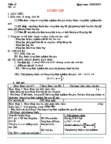 Giáo án Toán Lớp 9 - Tuần 31 - Năm học 2018-2019 - Trường THCS Ngô Quang Nhã