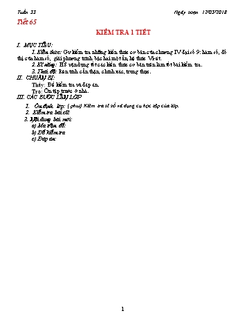 Giáo án Toán Lớp 9 - Tuần 33 - Năm học 2017-2018 - Trường THCS Ngô Quang Nhã
