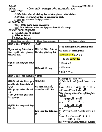 Giáo án Tự chọn Toán Khối 9 - Tuần 25 - Năm học 2017-2018 - Trường THCS Ngô Quang Nhã