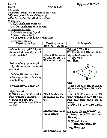 Giáo án Tự chọn Toán Khối 9 - Tuần 28 - Năm học 2017-2018 - Trường THCS Ngô Quang Nhã