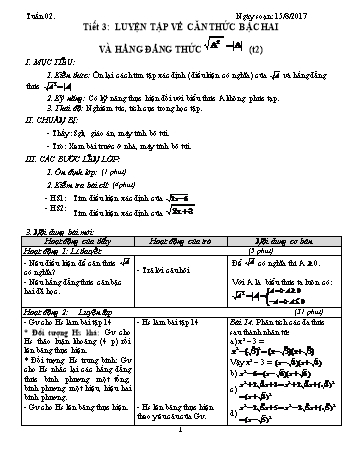 Giáo án Tự chọn Toán Lớp 9 - Tuần 2 - Năm học 2017-2018 - Trường THCS Ngô Quang Nhã